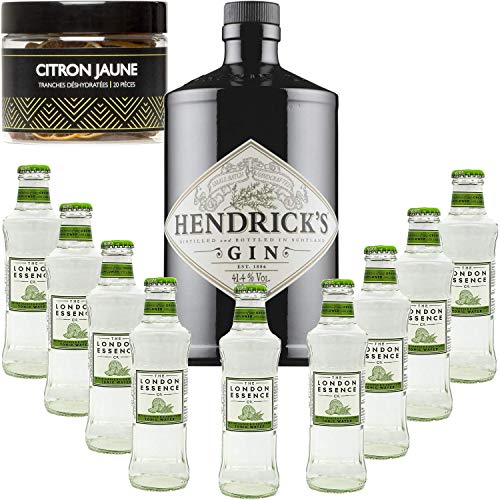 Gintonic - Hendricks Gin 41,3 ° + 9London Essence "Bitter Orange & Holunder" - (70cl 20cl + 9 *) + Pot 20 Scheiben von Lemon Yellow dehydratisiert. von Wine And More