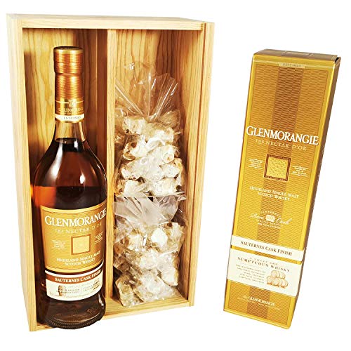 Glenmorangie - Goldener Nektar in Schachtel & 2 * 150 Gramm Haselnuss-Nougadets - Jonquier Deux Frères - In Holzkiste von ProvencePremiumRosé