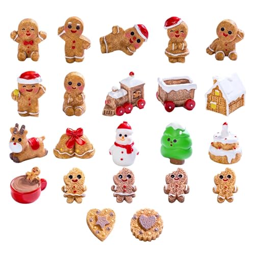 Lebkuchen-Weihnachtsdekorationen, Lebkuchenplätzchen-Weihnachtsschmuck,22 Stück Weihnachts-Tischdekorationen - Keksmännchen-Figuren aus Kunstharz, umarmende Geste, Lebkuchenmännchen, Tischfigur, von Proypiax