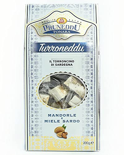 Torroncini mit Mandeln und sardischem Honig (hart) | 200 g Geschenkverpackung | Weißer Nougat aus Italien | Torrone | Pruneddu Torronificio Artigiano Tonara, Sardinien von Pruneddu