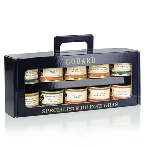 Geschenkset Gourmand Godard, Spezialist für Fettleber, 9 Terrinen und Rilletten aus Ente und Gänse von Ptiparis