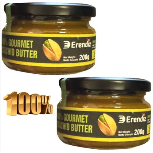 (Enthält 100% Pistazien) - 2 STÜCK X Pufai Erendiz Pistaziencreme mit 100% Pistazien, Ohne Zuckerzusatz, ohne Zusatzstoffe, ohne Palmöl, für dubai Chocolate kadayıf kadaifi, 200 Gramm von Pufai