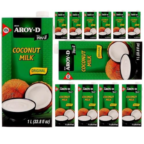 AROY-D Kokosnussmilch Kokosnussmilch Milch 1000 Mililiter x 12 Stück mit Pufai Lebensmittelgeschäft von Pufai