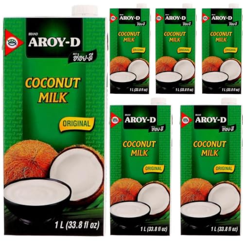 AROY-D Kokosnussmilch Kokosnussmilch Milch 1000 Mililiter x 6 Stück mit Pufai Lebensmittelgeschäft von Pufai