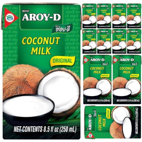 AROY-D Kokosnussmilch Kokosnussmilch Milch 250 Mililiter x 12 Stück mit Pufai Lebensmittelgeschäft von Pufai