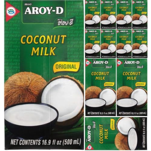AROY-D Kokosnussmilch Kokosnussmilch Milch 500 Mililiter x 12 Stück mit Pufai Lebensmittelgeschäft von Pufai