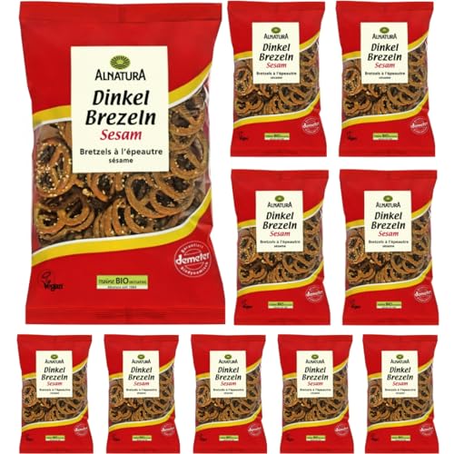 Alnatura Dinkel Brezeln Sesam Cracker Keks 125 Gramm x 10 STÜCK Tüte mit pufai von Pufai