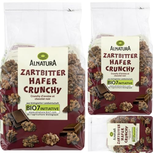 Alnatura Zartbitter Hafer Crunchy Muesli Cornflakes Cerealien 375 gramm x 3 STÜCK von Pufai