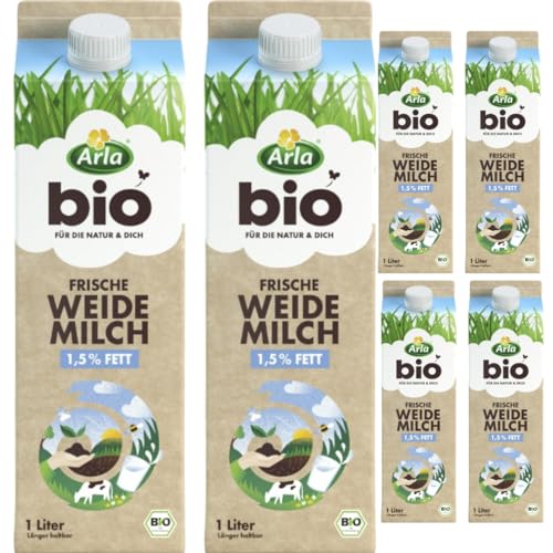 Arla Frische Weidemilch 1,5% Kuhmilch Milch 1000 Milliliter x 6 Stück [Frischegarantie] von Pufai