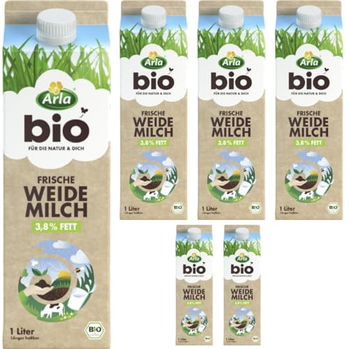 Arla Frische Weidemilch 3,8% Kuhmilch Milch 1000 Milliliter x 6 Stück [Frischegarantie] von Pufai