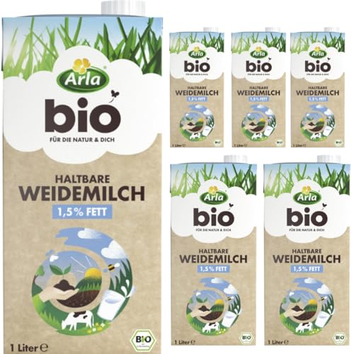 Arla Haltbare Weidemilch 1,5% Fett Kuhmilch Milch 1000 Milliliter x 6 Stück von Pufai