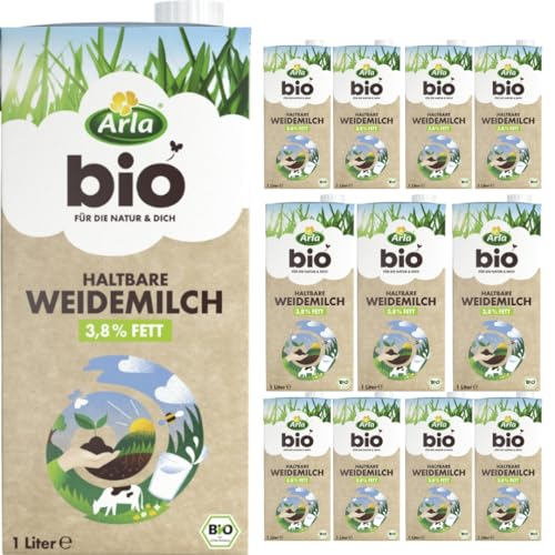 Arla Haltbare Weidemilch 3,8% Fett Kuhmilch Milch 1000 Milliliter X 12 STÜCK von Pufai