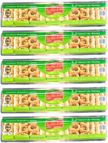 Au Ble Dor Filo-Teigblätter für Baklava Teigblätter Täglich frischer Teig - Frisches Gebäck, Filoteig 470 Gramm x 5 Packungen mit Pufai Grocery von Pufai