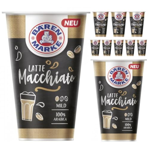 Bärenmarke Latte Macchiato Milchmischgetränk mit Kaffee und 4,8% Fett im Milchanteil, wärmebehandelt Kaffee 200 Mililiter x 10 Flasche Mit Pufai Grocery [Frischegarantie] von Pufai