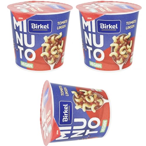 Birkel Minuto Tomate-Linsen vegan Nudeln pasta 50 Gramm x 3 Stück von Pufai