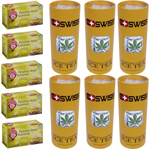 CSwiss The Original Ice Tea 250 Ml x 6 Stück + Teekanne Fenchel-Anis-Kümmel Tee 20 x 3 gramm x 5 er Pack von Pufai