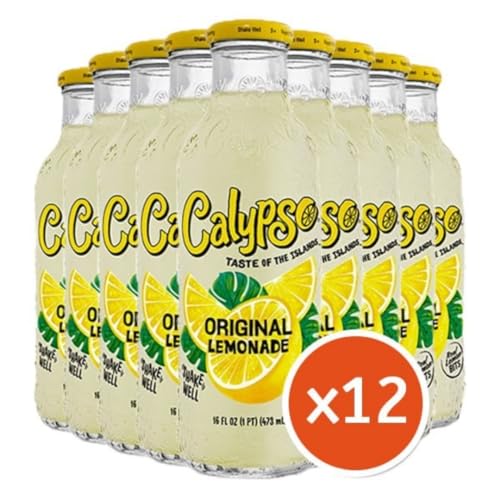 Calypso Zitronengeschmack Lemonade Glasflasche 473 Milliliter X 12 FLASCHE mit Pufai Grocery (inkl. Pfand) von Pufai