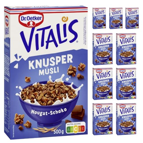 Dr. Oetker Vitalis Knusper Müsli Nougat-Schoko 500 g X 10 Packungen von Pufai