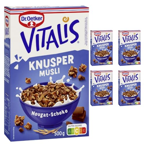 Dr. Oetker Vitalis Knusper Müsli Nougat-Schoko 500 g X 5 Packungen von Pufai