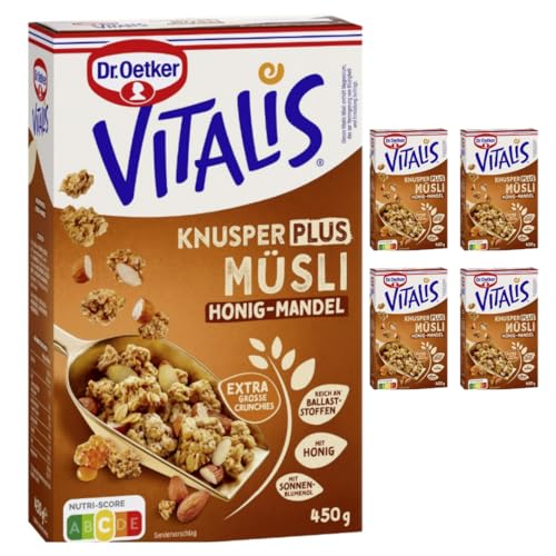 Dr. Oetker Vitalis Knuspermüsli Plus Honig-Mandel 450 g X 5 Packungen von Pufai