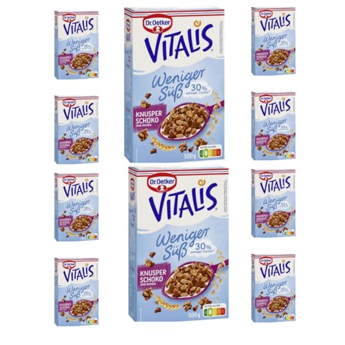 Dr. Oetker Vitalis Weniger Süß Knusper Schoko Müsli 500 gr X 10 Packungen von Pufai