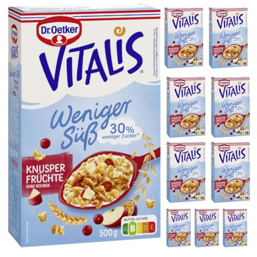 Dr. Oetker Vitalis Weniger süß Knusper Früchte Müsli 500 g X 10 Packungen von Pufai