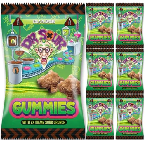 Dr. Sour Gummis leckere Fruchtgummis mit extrem saurem Crunch-Cola-Geschmack Gummi Fruchtbonbons 200 Gramm X 7 STÜCK von Pufai