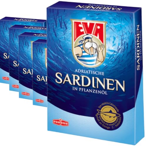 EVA Adriatische Sardinen in Pflanzenöl 100 Gramm x 5 Konserve von Pufai