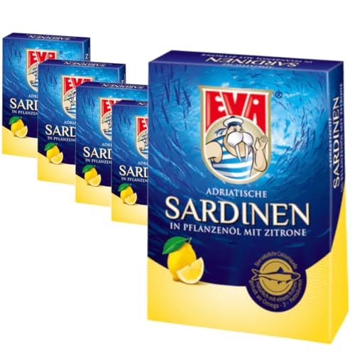 EVA Adriatische Sardinen mit Zitrone 100 Gramm Konserve x 5 Konserve von Pufai