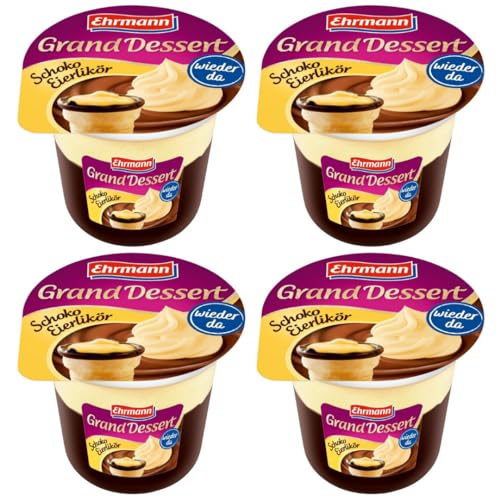 Ehrmann Grand Dessert Schoko Eierlikör 190 gramm x 4 Stück [Frischegarantie] von Pufai