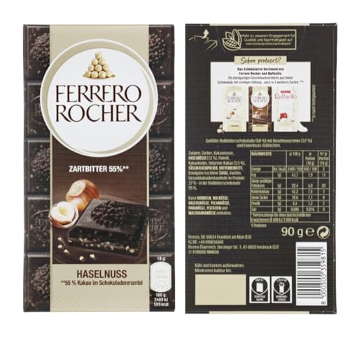 Ferrero Rocher Tafel Zartbitter Haselnuss 90 g Schokolade von Pufai