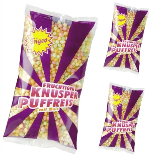 Frigeo, Knusper-Puffreis Bunter Frucht süß Snack Knusper-Puffreis 80 Gramm x 3 stück von Pufai