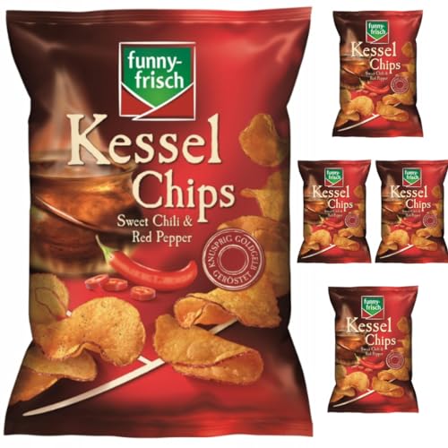 Funny-frisch Kessel Chips Sweet Chili & Red Pepper 120 gramm x 5 Stück von Pufai