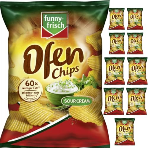 Funny-frisch Ofen Chips Sour Cream Chips Cracker 125 gramm x 10 Stück von Pufai