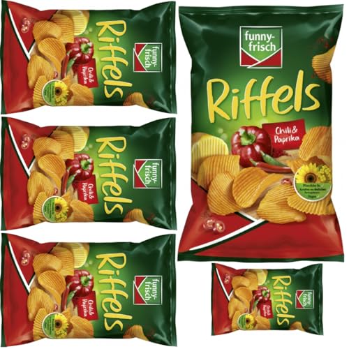 35 STÜCK X Funny-frisch Riffels Chili & Paprika Chips Cracker 150 gramm von Pufai