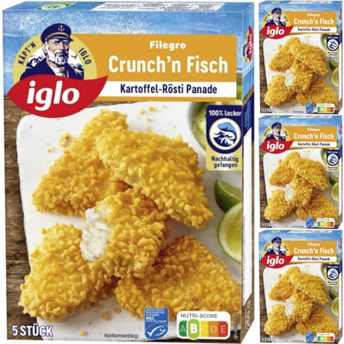 Iglo Filegro Crunch'n Fisch Fisch-Filets 250 Gramm, 4 Er von Pufai