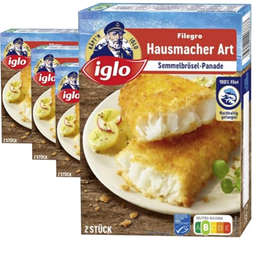 Iglo Filegro Hausmacher Art Semmelbrösel-Panade Fisch-Filets 250 Gramm, 4 Er von Pufai