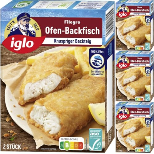 Iglo Filegro Ofen-Backfisch Knuspriger Backteig Fisch-Filets 240 Gramm, 4 Er von Pufai