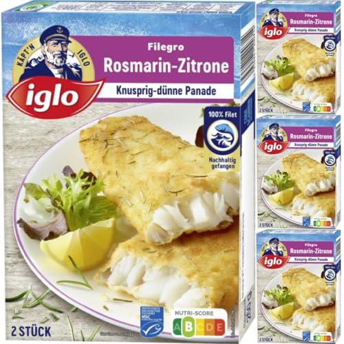 Iglo Filegro Rosmarin-Zitrone Fisch-Filets 250 Gramm, 4 Er von Pufai