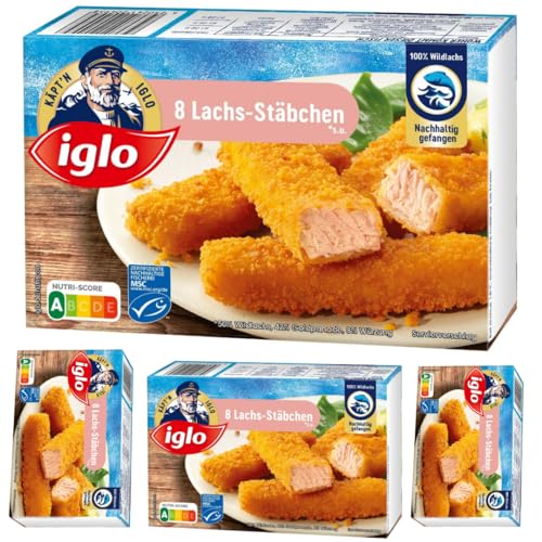 Iglo Lachs-Stäbchen Lachs 224 gramm x 4 STÜCK [Frischegarantie] von Pufai