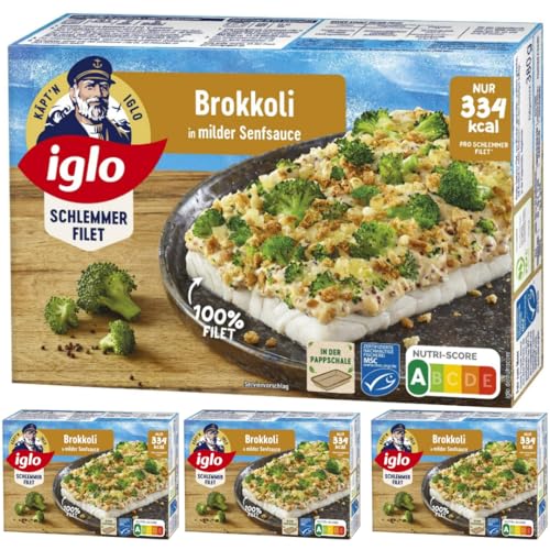 Iglo Schlemmer Filet Brokkoli in milder Senfsauce Fisch Filet 380 Gramm, 4 Er von Pufai