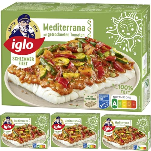 Iglo Schlemmer Filet Mediterrana mit getrockneten Tomaten Fisch-Filets 380 Gramm, 4 Er von Pufai