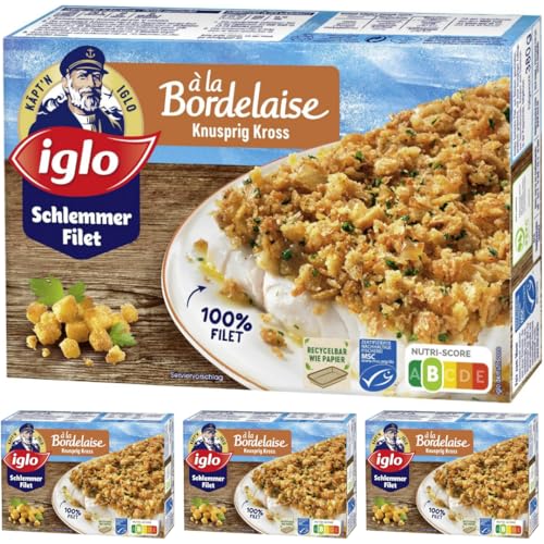 Iglo Schlemmer Filet à la Bordelaise knusprig kross Fisch Filet 380 Gramm, 4 Er von Pufai