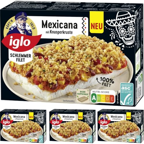 Iglo Schlemmerfilet Mexicana mit Knusperkruste Fisch Filet 380 Gramm, 4 Er von Pufai