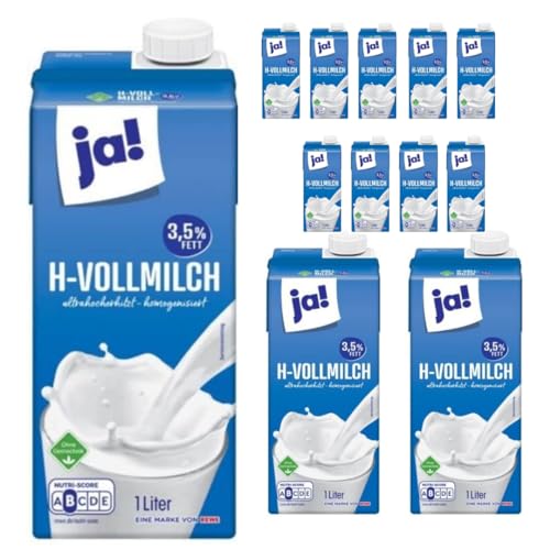 Ja! Milch 3,5% Fett Leckere Kuhmilch je Packung 1 Liter 12 Stück Kuhmilch x 12 Packung von Pufai