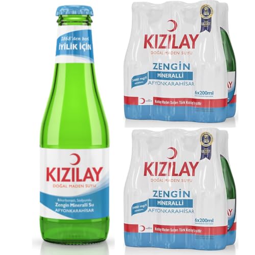 KIZILAY Natürliches Mineralwasser, reichhaltiges Mineralwasser mit Bikarbonat und Natrium 200 Milliliter x 12 Flaschen mit pufai grocery von Pufai