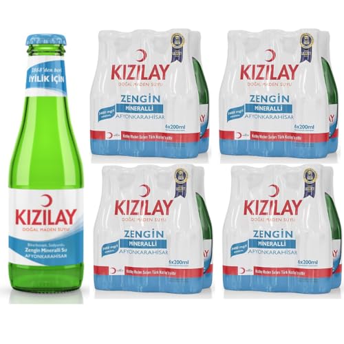 KIZILAY Natürliches Mineralwasser, reichhaltiges Mineralwasser mit Bikarbonat und Natrium 200 Milliliter x 24 Flaschen mit pufai grocery von Pufai