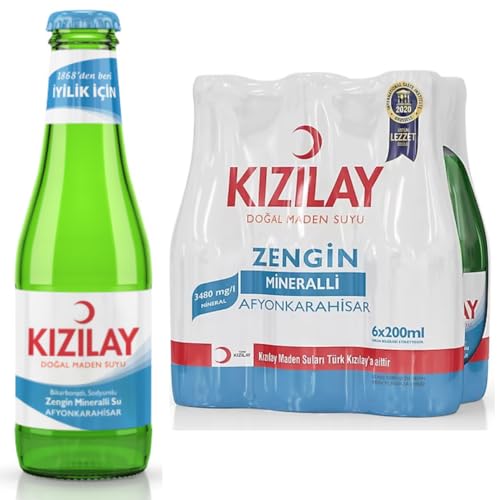 KIZILAY Natürliches Mineralwasser, reichhaltiges Mineralwasser mit Bikarbonat und Natrium 200 Milliliter x 6 Flaschen mit pufai grocery von Pufai