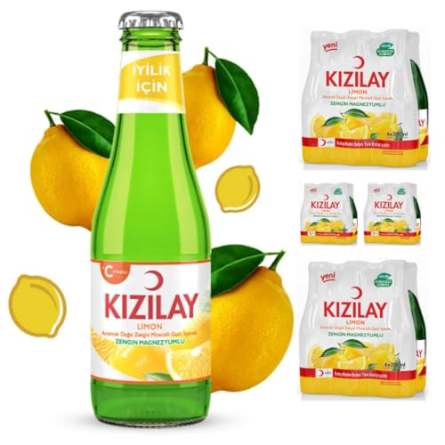 KIZILAY Natürliches Mineralwasser mit Zitronengeschmack, reichhaltiges Mineralwasser mit Bikarbonat und Natrium x 24 Flaschen mit pufai grocery von Pufai