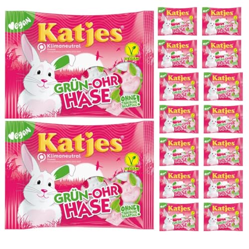 Katjes Grün-Ohr Hase Fruchtgummi vegan Fruchtgummi 200 gr X 16 STÜCK von Pufai